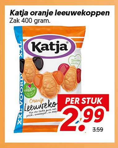 Katja oranje leeuwekoppen Zak 400 gram.