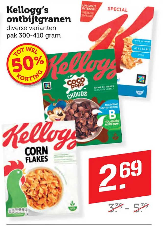 Kellogg's ontbijtgranen diverse varianten pak 300-410 gram