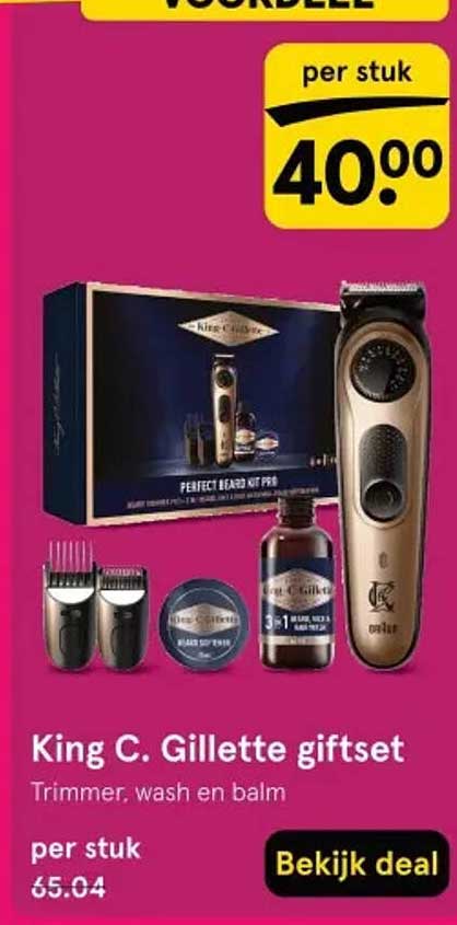 King C. Gillette giftset Trimmer, wash en balm