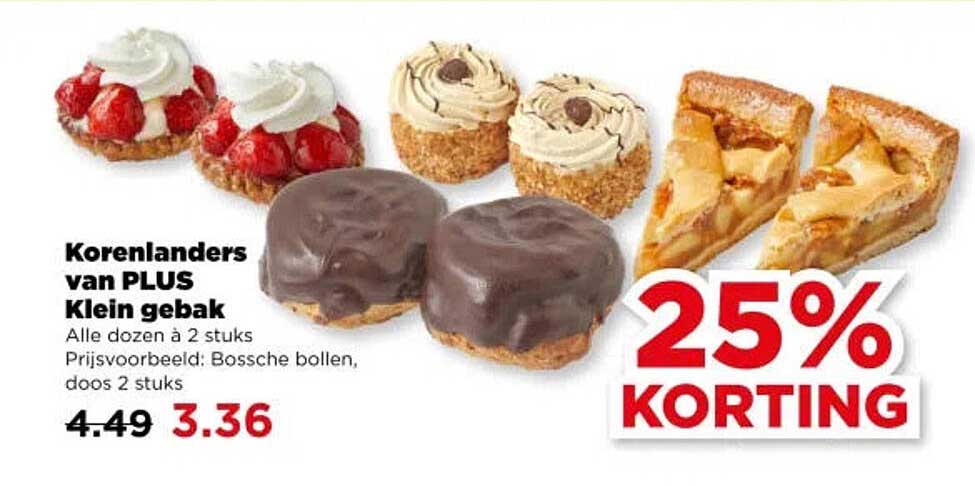 Korenlanders van PLUS Klein gebak 25% KORTING