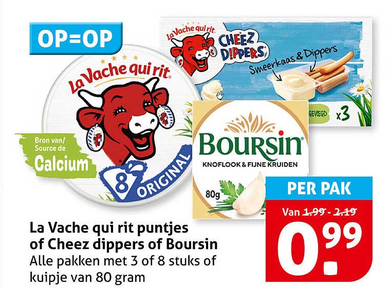 La Vache qui rit puntjes of Cheez dippers of Boursin