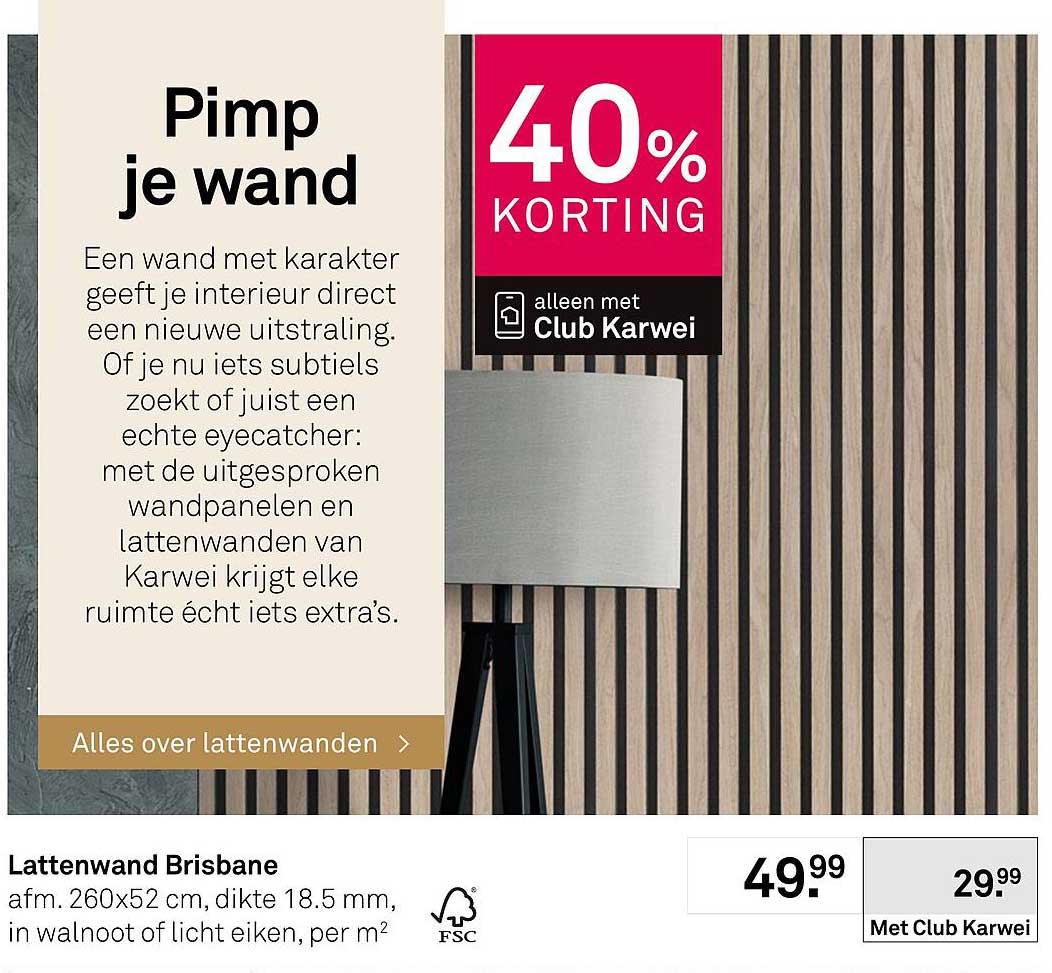 Lattenwand Brisbane 40% KORTING