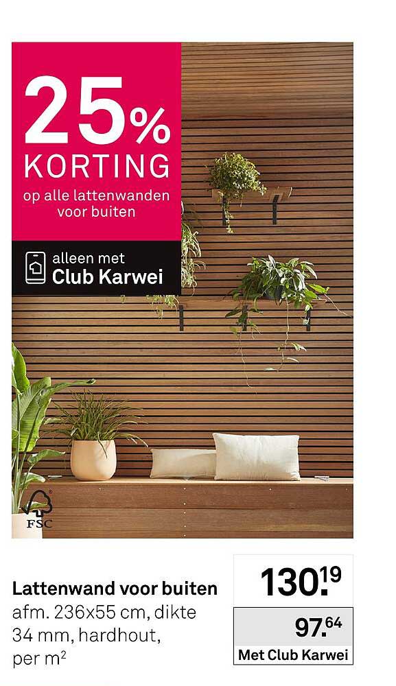 Lattenwand voor buiten 25% KORTING op alle lattenwanden voor buiten