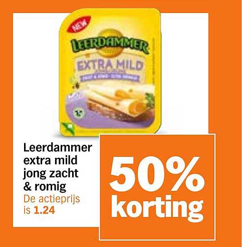 Leerdammer extra mild jong zacht & romig 50% korting
