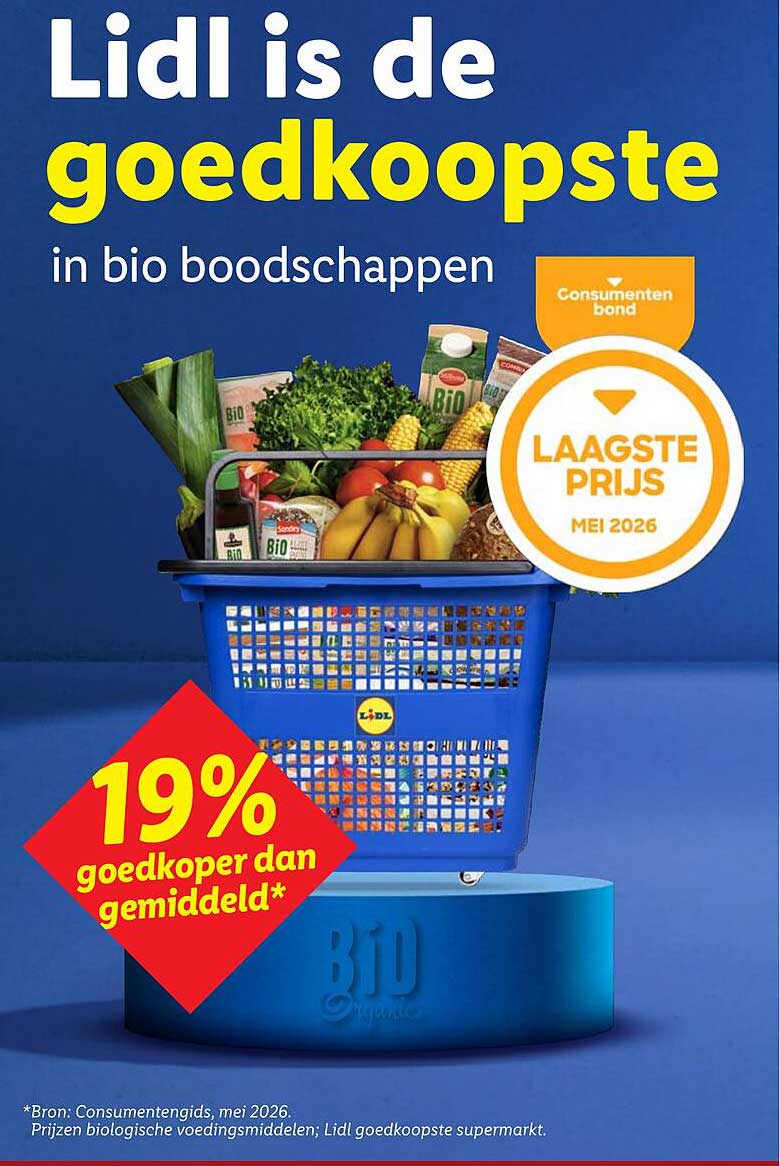 Lidl is de goedkoopste in bio boodschappen
