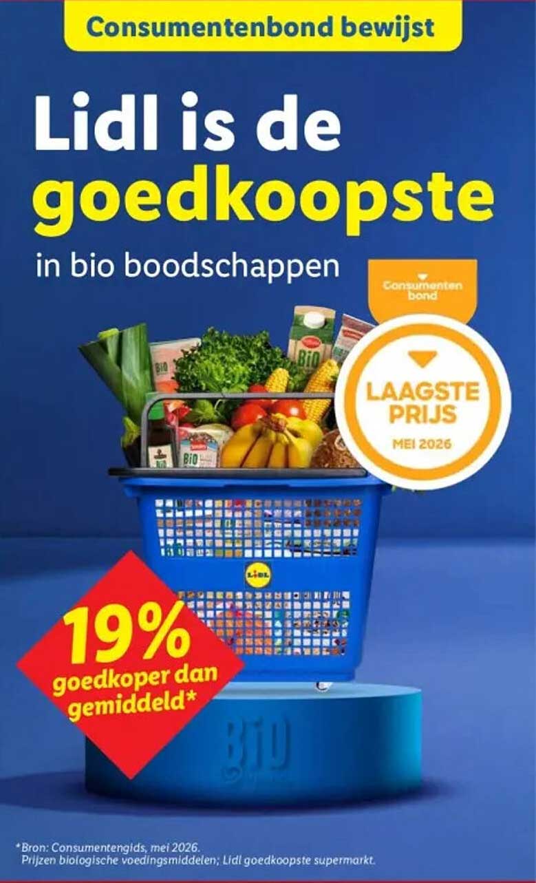Lidl is de goedkoopste in bio boodschappen