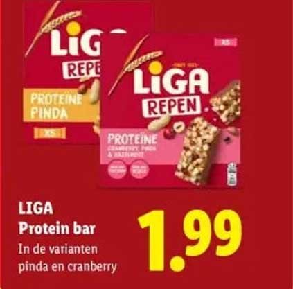 LIGA Protein bar In de varianten pinda en cranberry