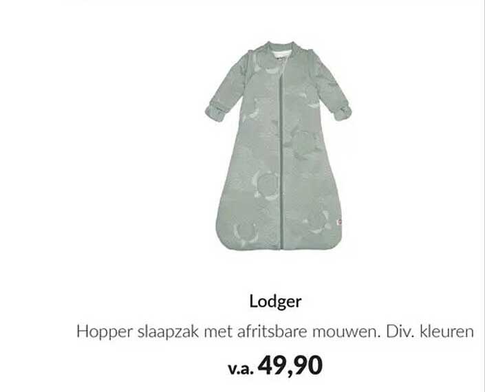 Lodger Hopper slaapzak met afritsbare mouwen. Div. kleuren