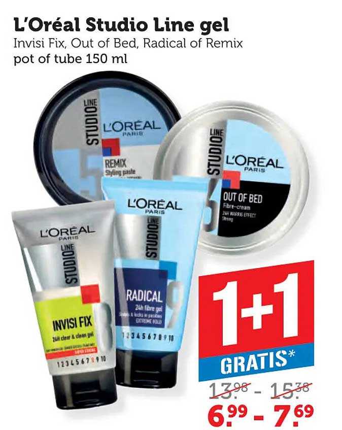 L'Oréal Studio Line gel Invisi Fix, Out of Bed, Radical of Remix pot of tube 150 ml 1+1 GRATIS