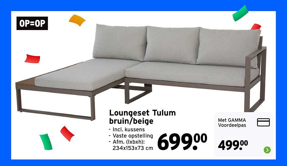 Loungeset Tulum bruin/beige