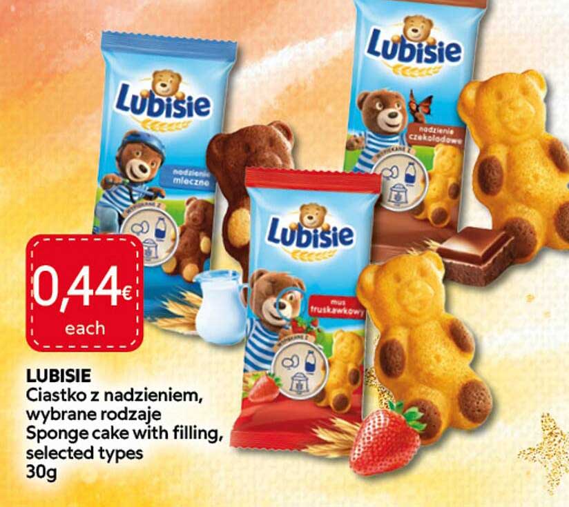 LUBISIE Ciastko z nadzieniem, wybrane rodzaje Sponge cake with filling, selected types 30g