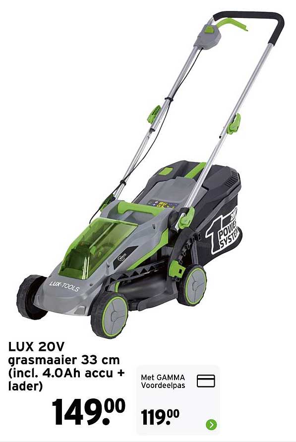 LUX 20V grasmaaier 33 cm (incl. 4.0Ah accu + lader)
