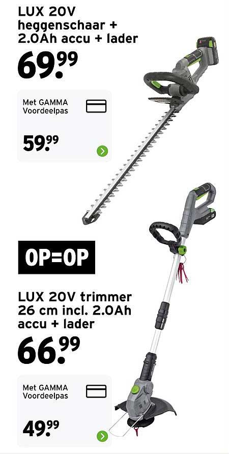 LUX 20V heggenschaar + 2.0Ah accu + lader