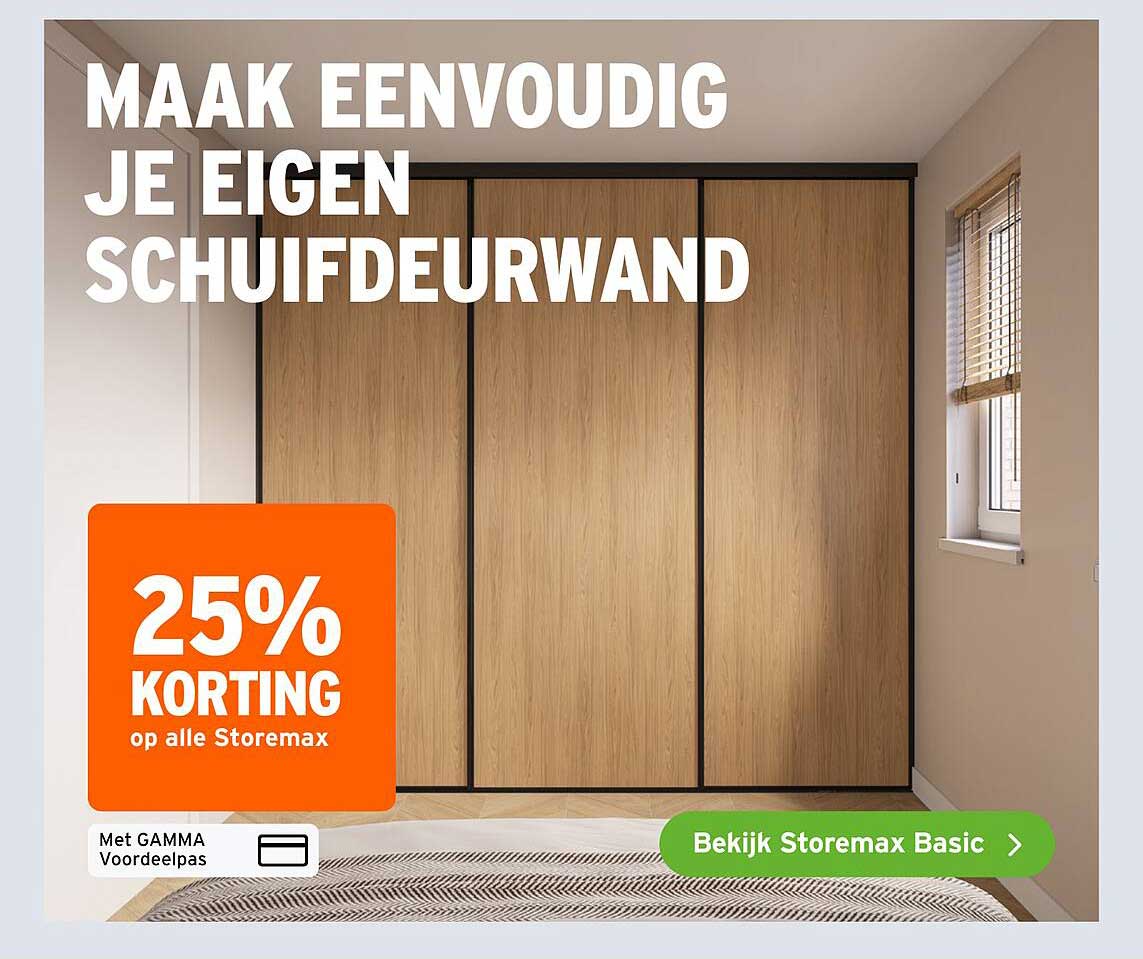 Maak eenvoudig je eigen schuifdeুরwand 25% korting op alle Storemax