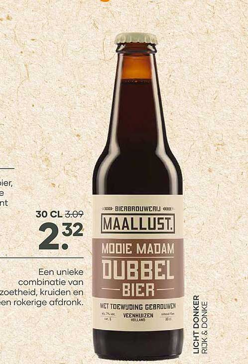 MAALLUST. MOOIE MADAM DUBBEL BIER