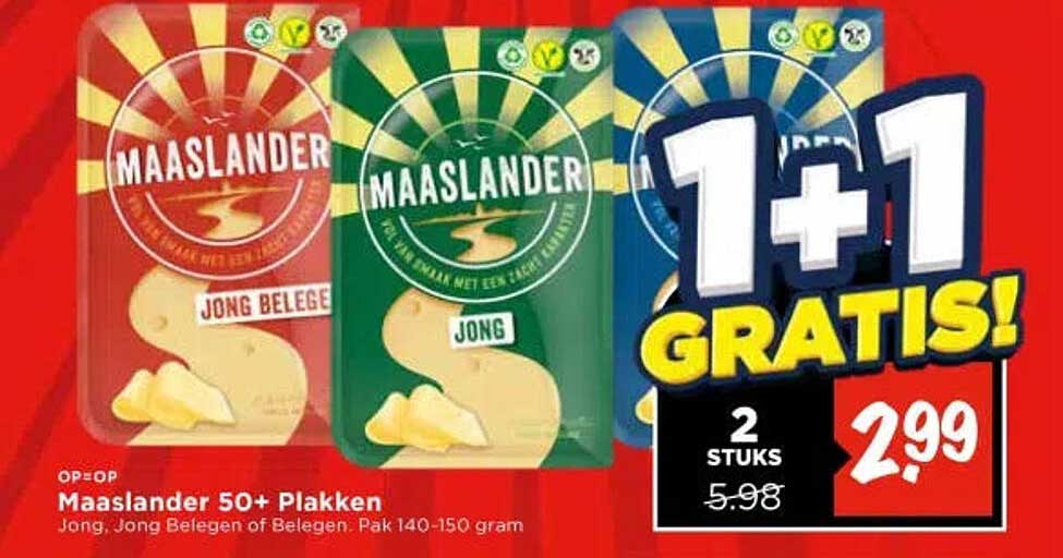 Maaslander 50+ Plakken Jong, Jong Belegen of Belegen. 1+1 GRATIS!