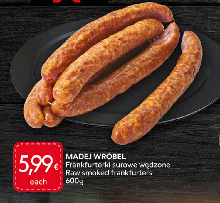 Madej Wróbel Frankfurtki surowe wędzone Raw smoked frankfurters 600g