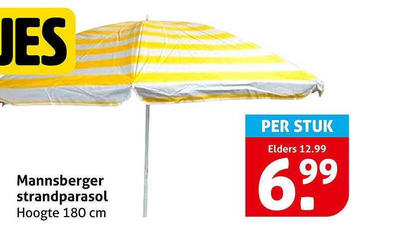 Mannsberger strandparasol Hoogte 180 cm