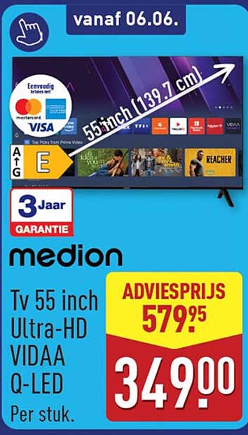 medion Tv 55 inch Ultra-HD VIDAA Q-LED