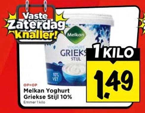 Melkan Yoghurt Griekse Stijl 10% 1 KILO