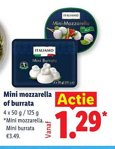 Mini mozzarella of burrata Actie