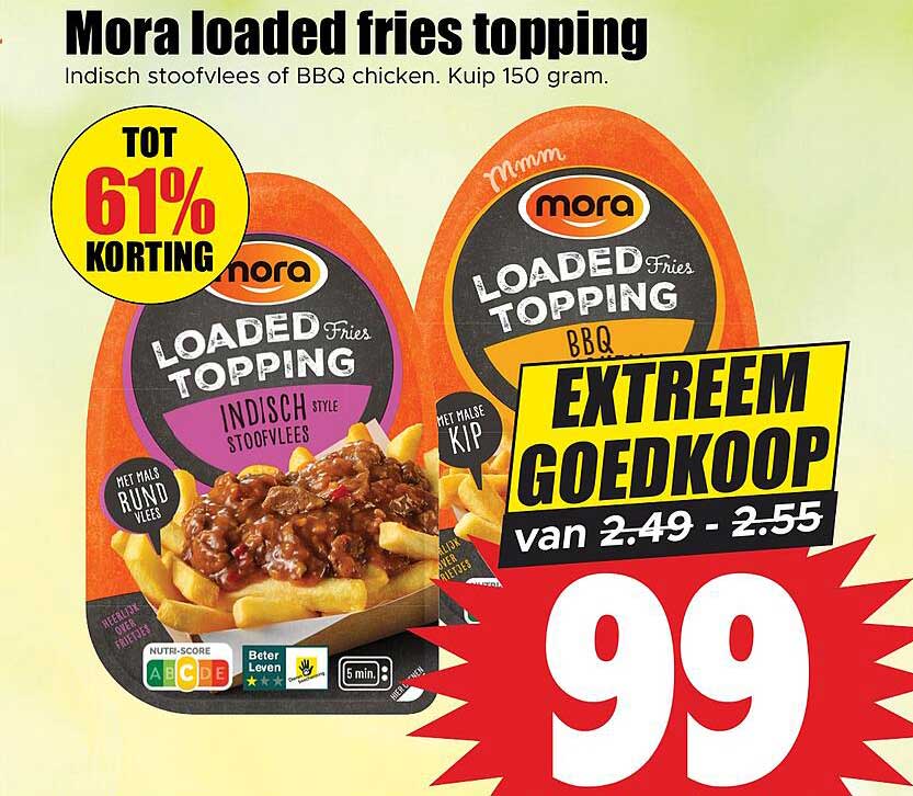 Mora loaded fries topping EXTREEM GOEDKOOP