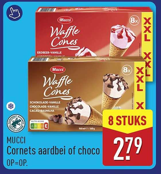 MUCCI Cornets aardbei of choco 8 STUKS