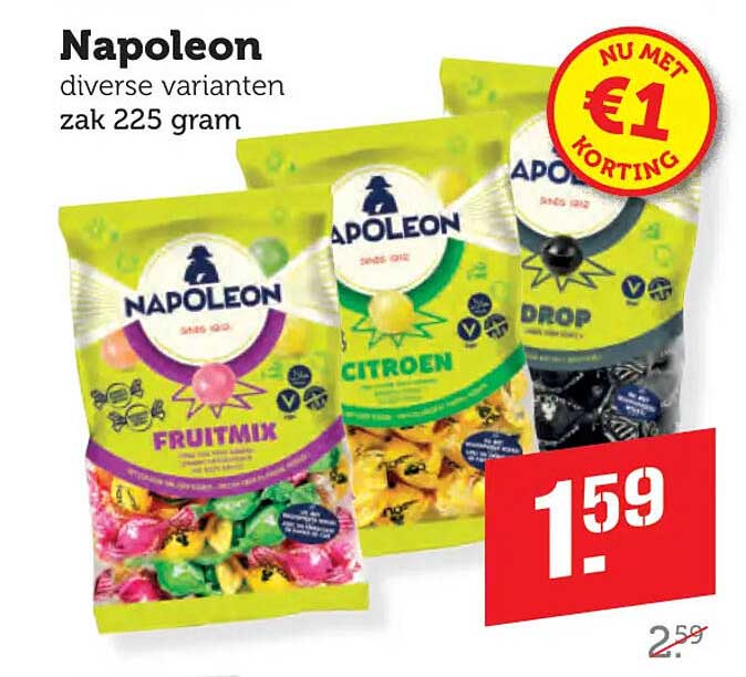 Napoleon diverse varianten zak 225 gram