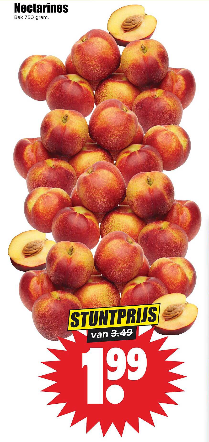 Nectarines Bak 750 gram. STUNTPRIJS