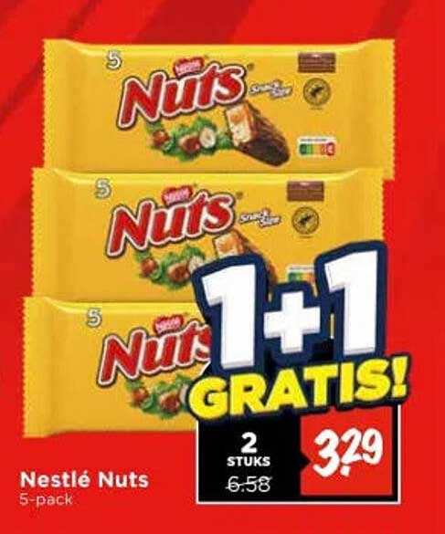 Nestlé Nuts 5-pack 1+1 GRATIS!