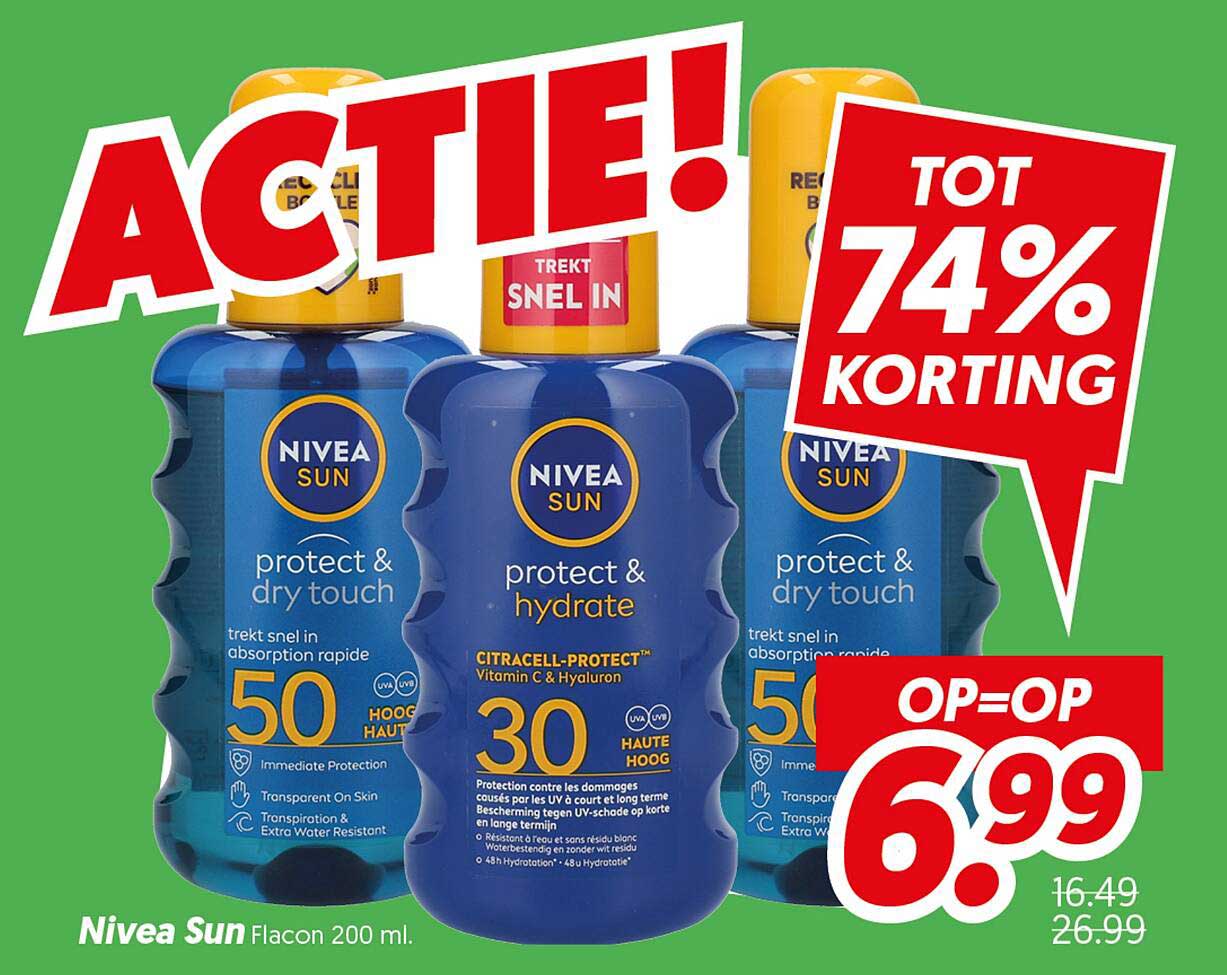 Nivea Sun Flacon 200 ml. TOT 74% KORTING OP=OP