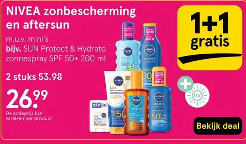 NIVEA zonbescherming en aftersun 1+1 gratis