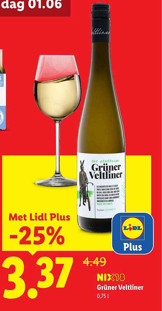 NIX18 Grüner Veltliner 0,75 l Met Lidl Plus -25%