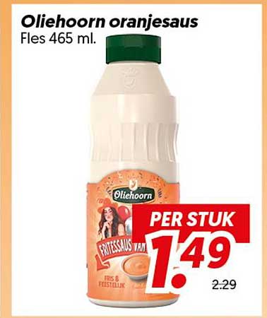 Oliehoorn oranjesaus Fles 465 ml. PER STUK