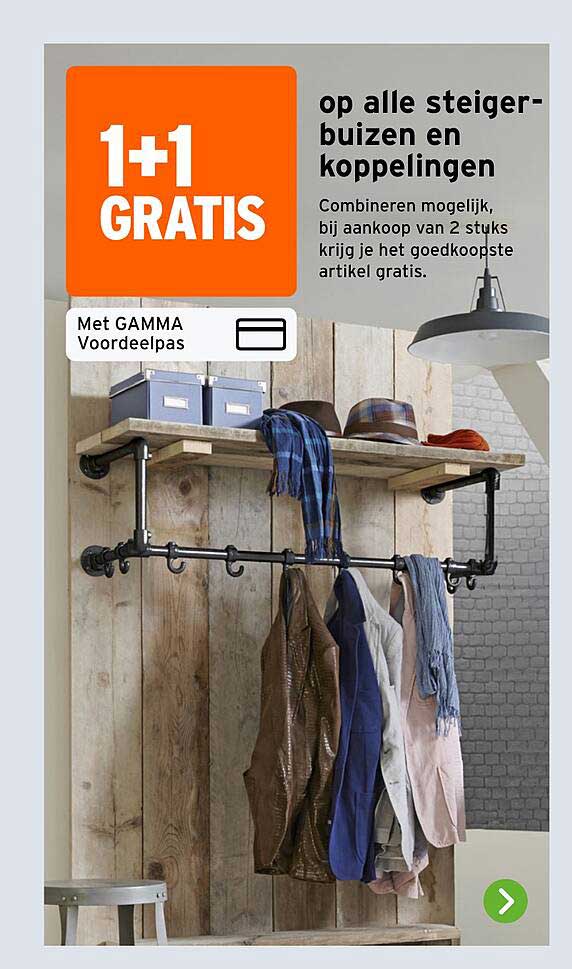 op alle steigerbuizen en koppelingen 1+1 GRATIS