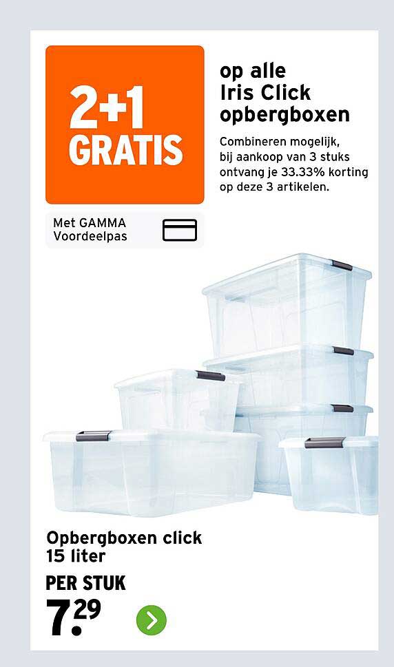 Opbergboxen click 15 liter 2+1 GRATIS
