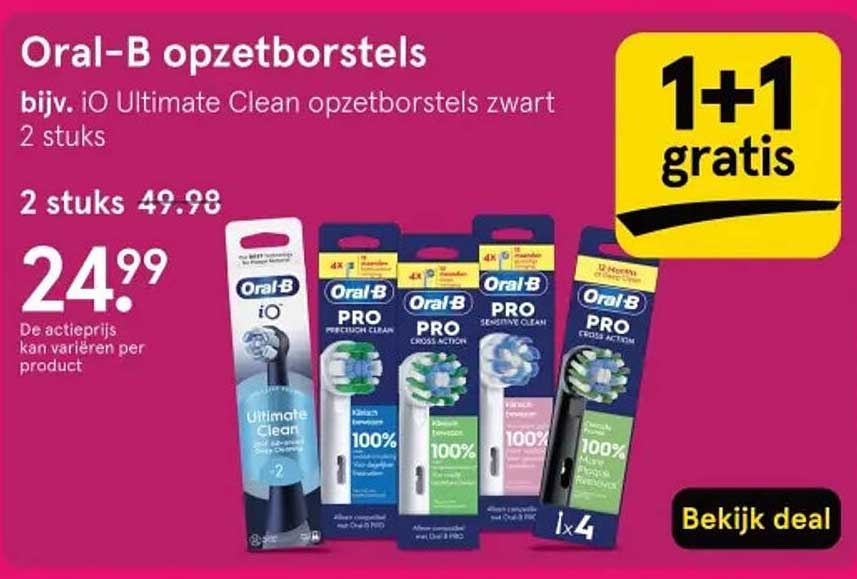 Oral-B opzetborstels bijv. iO Ultimate Clean opzetborstels zwart 2 stuks 1+1 gratis