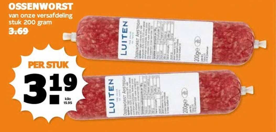 OSSENWORST van onze versafdeling stuk 200 gram