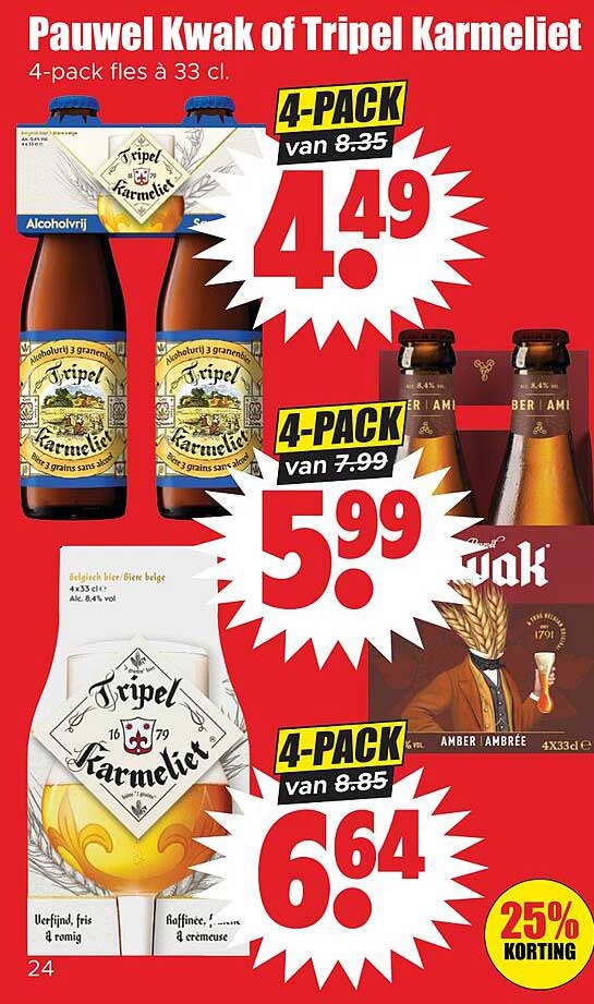 Pauwel Kwak of Tripel Karmeliet 4-pack fles à 33 cl.