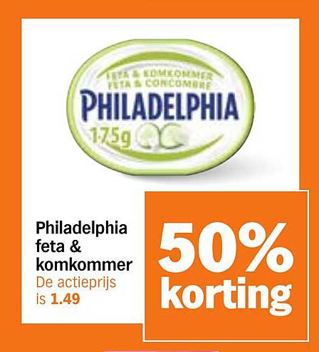 Philadelphia feta & komkommer 50% korting