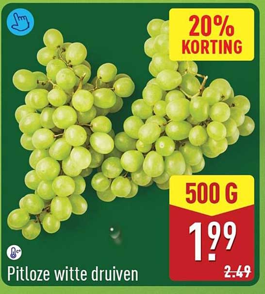 Pitloze witte druiven 500 g 20% korting