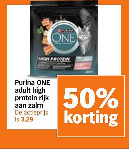 Purina ONE adult high protein rijk aan zalm 50% korting