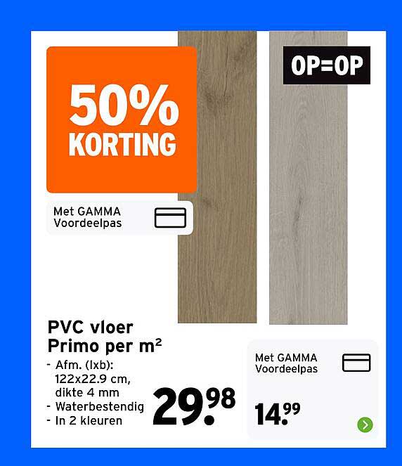 PVC vloer Primo per m² 50% KORTING