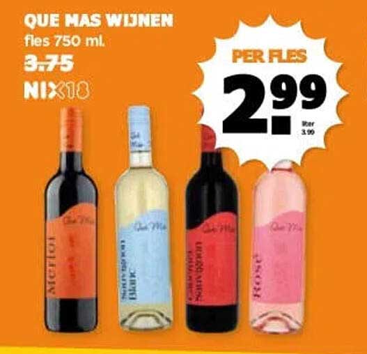 QUE MAS WIJNEN fles 750 ml.