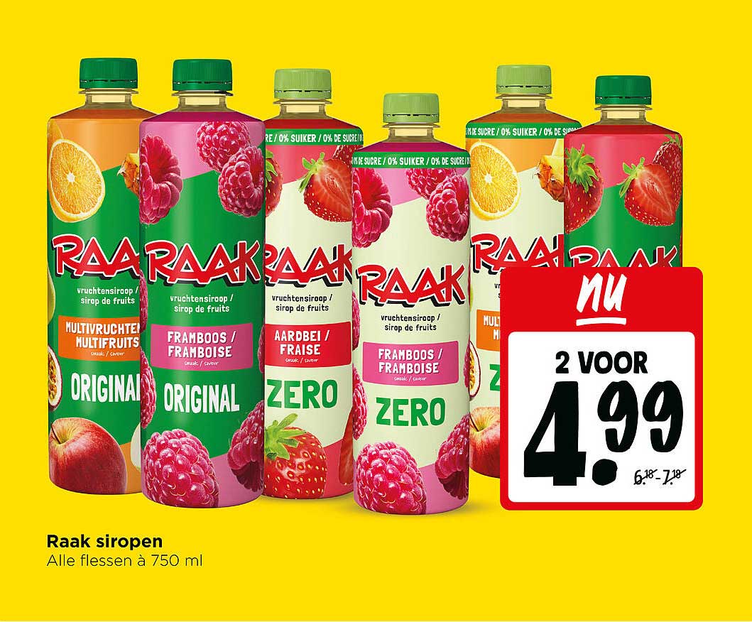 Raak siropen 2 voor 4.99