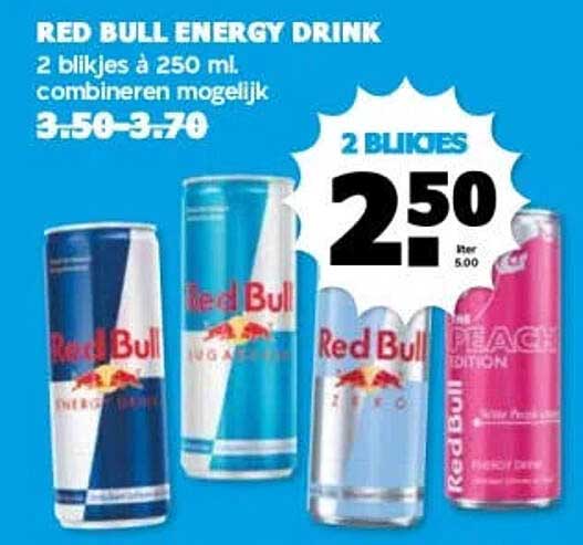 RED BULL ENERGY DRINK 2 blikjes à 250 ml combineren mogelijk 2 blikjes