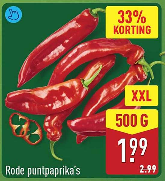 Rode puntpaprika's XXL 500 G 33% KORTING