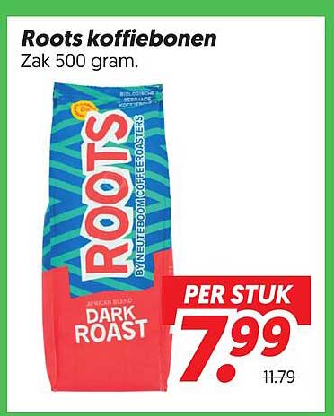 Roots koffiebonen Zak 500 gram.
