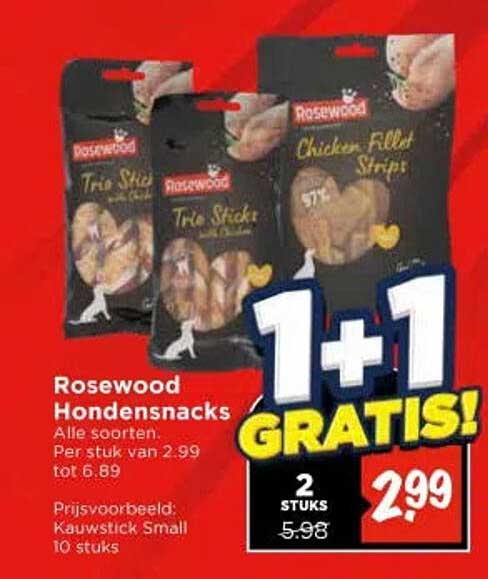 Rosewood Hondensnacks Alle soorten. Per stuk van 2.99 tot 6.99 1+1 GRATIS!