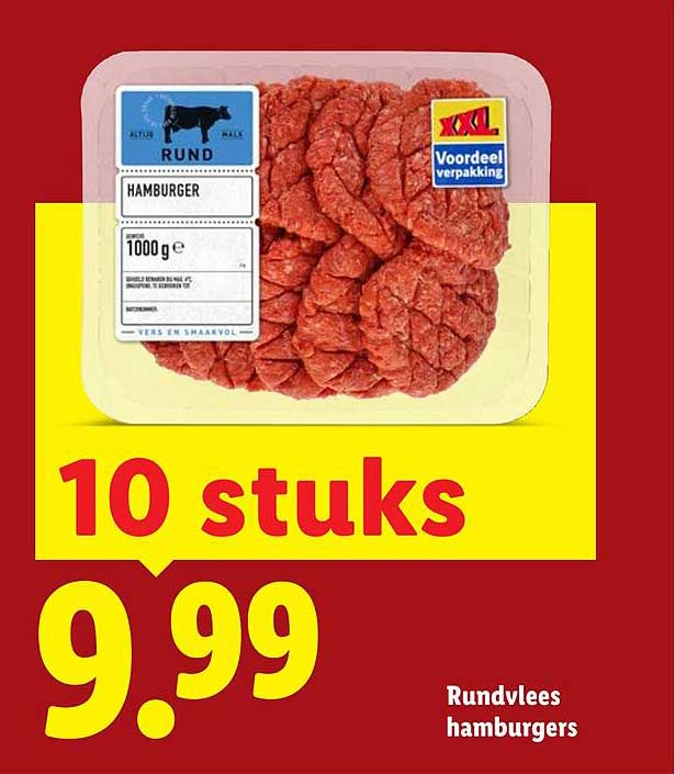 Rundvlees hamburgers 10 stuks